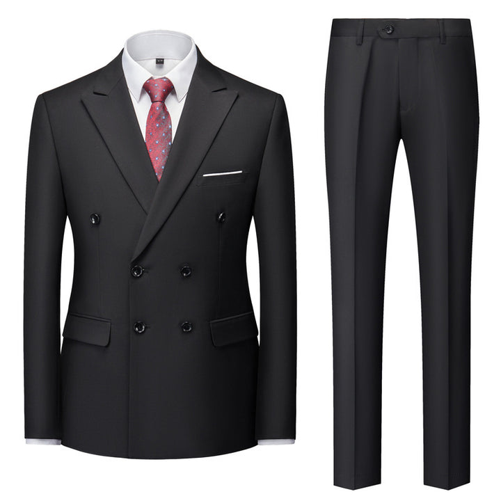 Men's tailored double-breasted blazer with peak lapel and slim fit suit trousers Mune Fashion