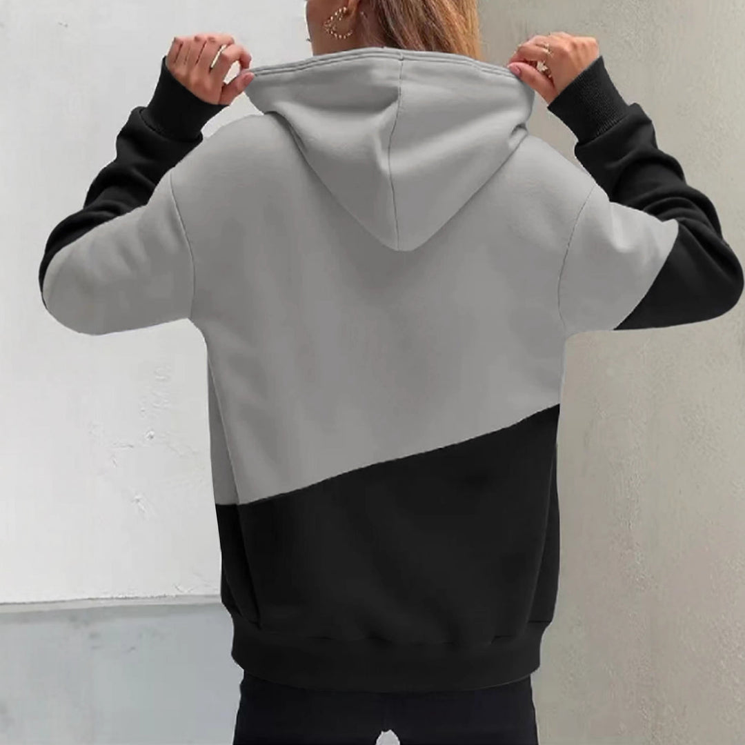 Women's hoodie with colorblock, kangaroo pocket, and oversized fit Mune Fashion