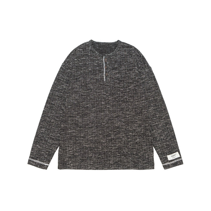 Unisex Thermal Waffle Knit Henley Shirt with Button Placket and Ribbed Texture Mune Fashion
