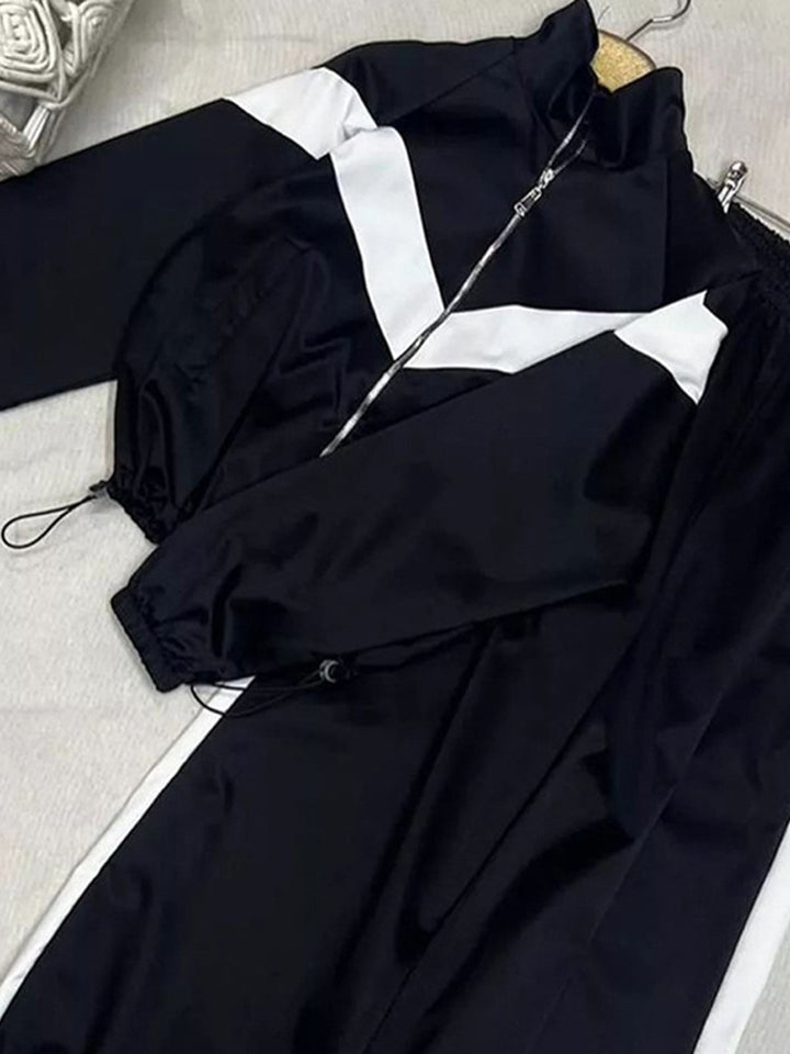 Women's Retro Tracksuit with Zip Jacket and Elastic Waist Pants Mune Fashion