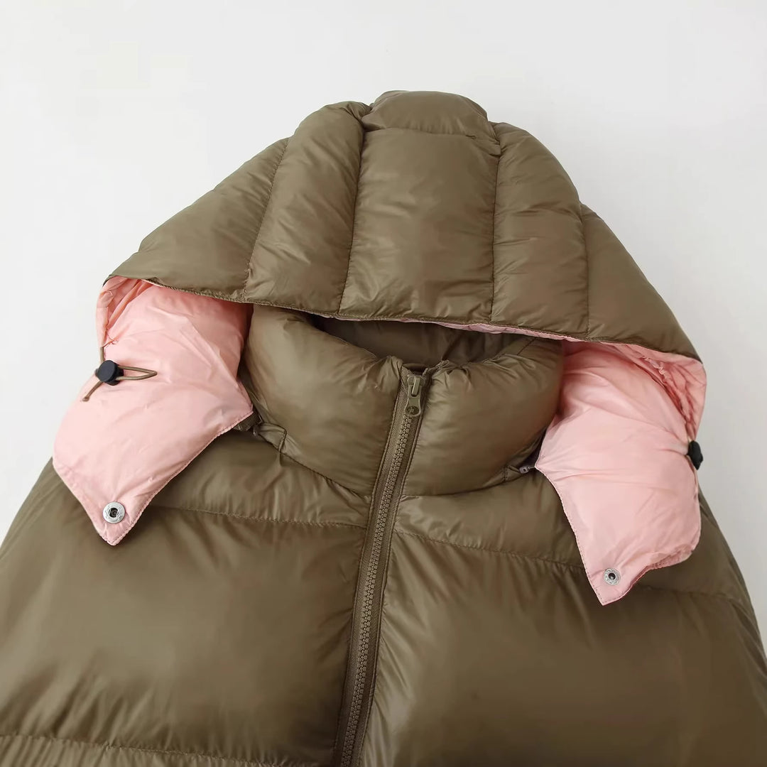 Women nan padded quilted jacket with detachable hood, high collar and large flap pockets Mune Fashion