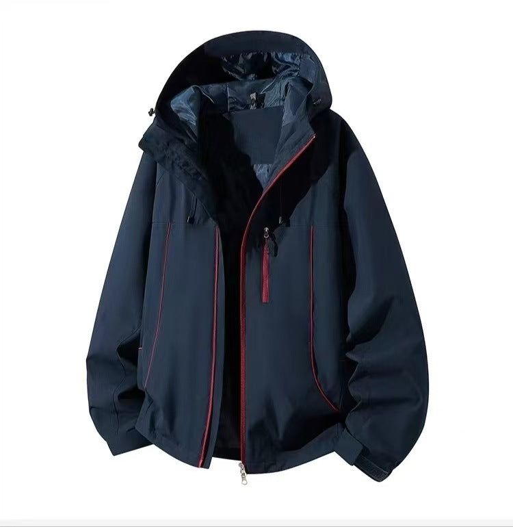 Men's Waterproof Hooded Softshell Jacket with Windproof Cut and Zipper Mune Fashion