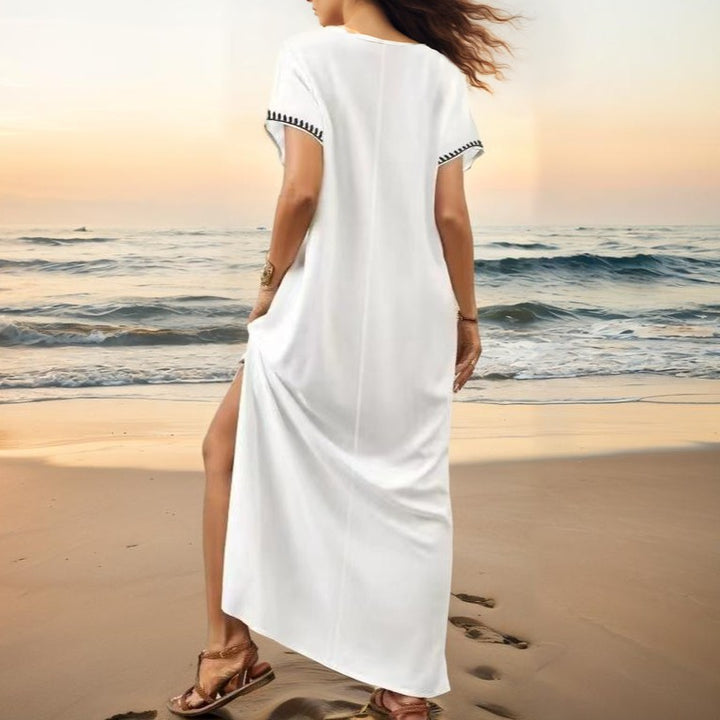 Ladies elegant beach cover-up with intricate embroidery design Mune Fashion