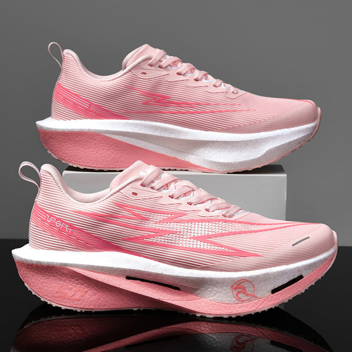 Unisex cushioned race platform running shoes with rocker midsole and breathable micro-mesh Mune Fashion