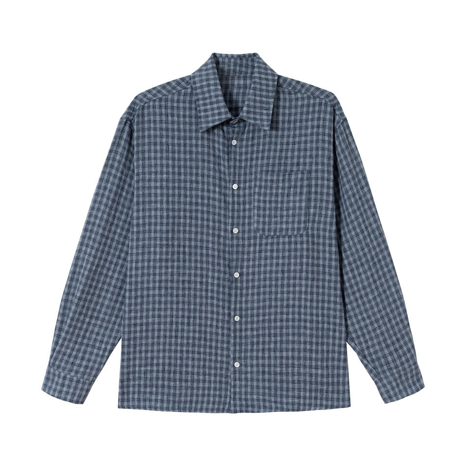 Men's Boxy Check Overshirt with boxy cut, chest pocket and light flannel texture Mune Fashion