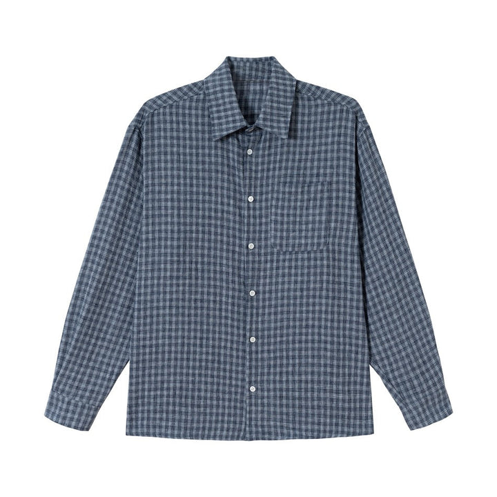 Men's Boxy Check Overshirt with boxy cut, chest pocket and light flannel texture Mune Fashion