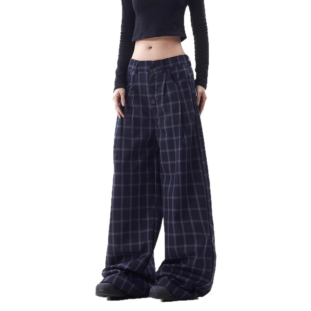 Women's Wide-Cut Carrot Pants with Check Pattern Mune Fashion