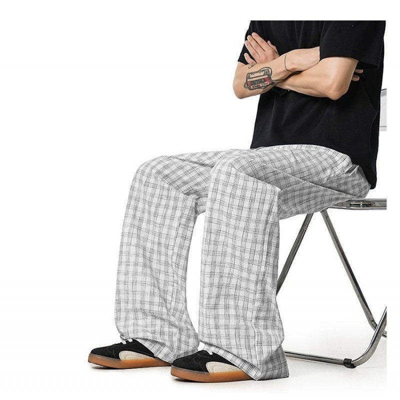 Women's Wide Cut Checkered Pants Mune Fashion