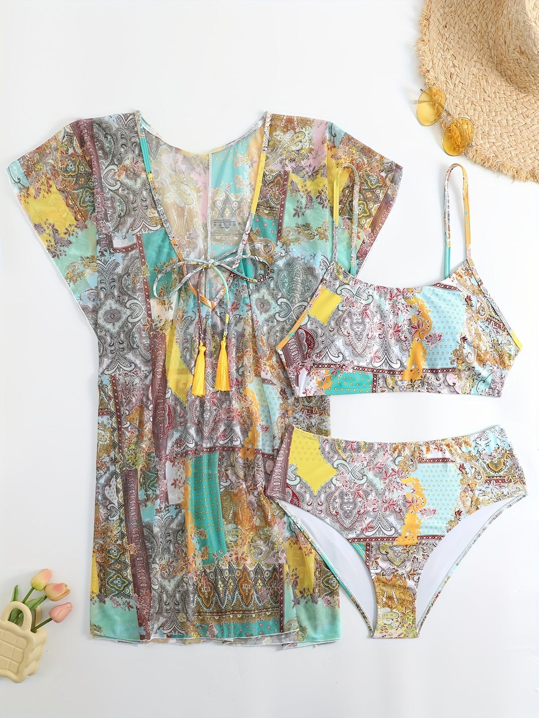 Women's beach top with playful pattern mix Mune Fashion
