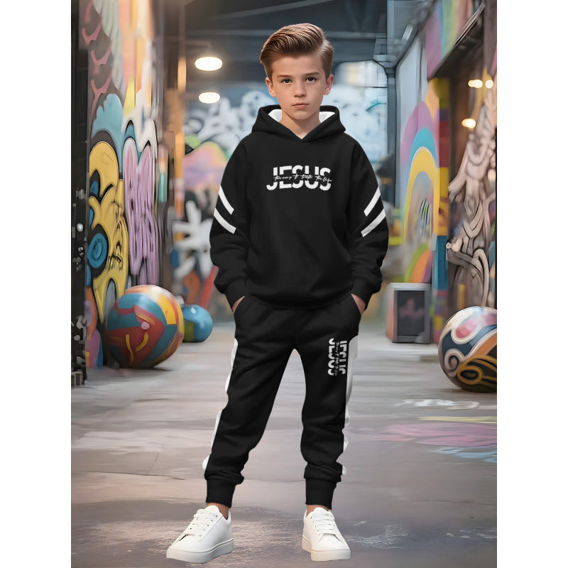 Unisex nan children's jogging suit with hoodie and detailed car print Mune Fashion