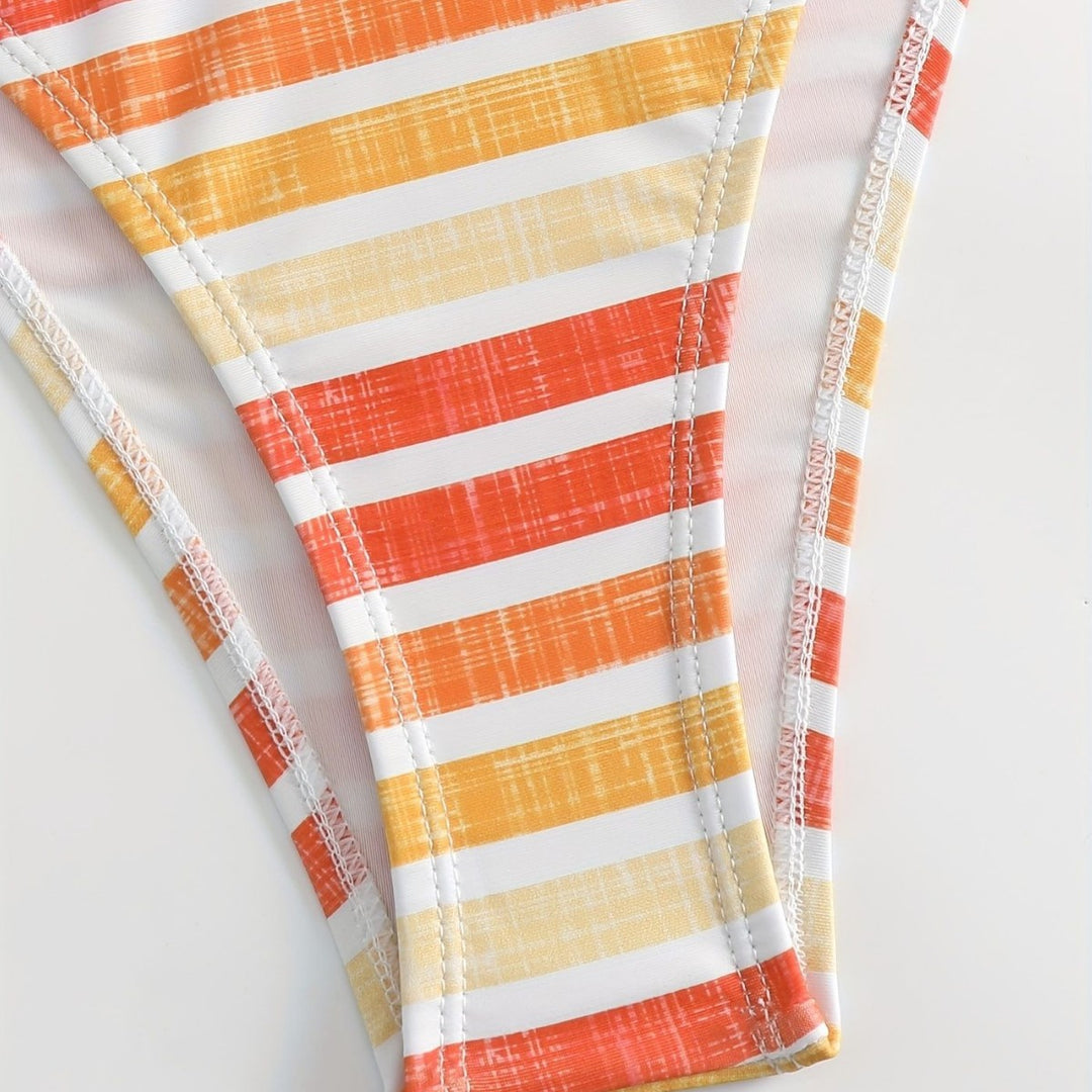 Women Sporty Striped Bikini Mune Fashion