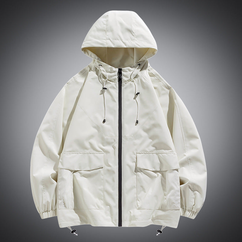 Men's Oversize Hooded Windbreaker with Multi-Pockets, Mesh Inserts and Drawstring Mune Fashion