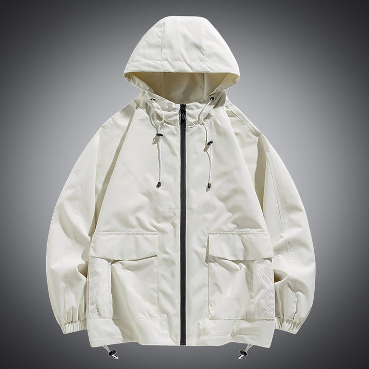 Men's Oversize Hooded Windbreaker with Multi-Pockets, Mesh Inserts and Drawstring Mune Fashion