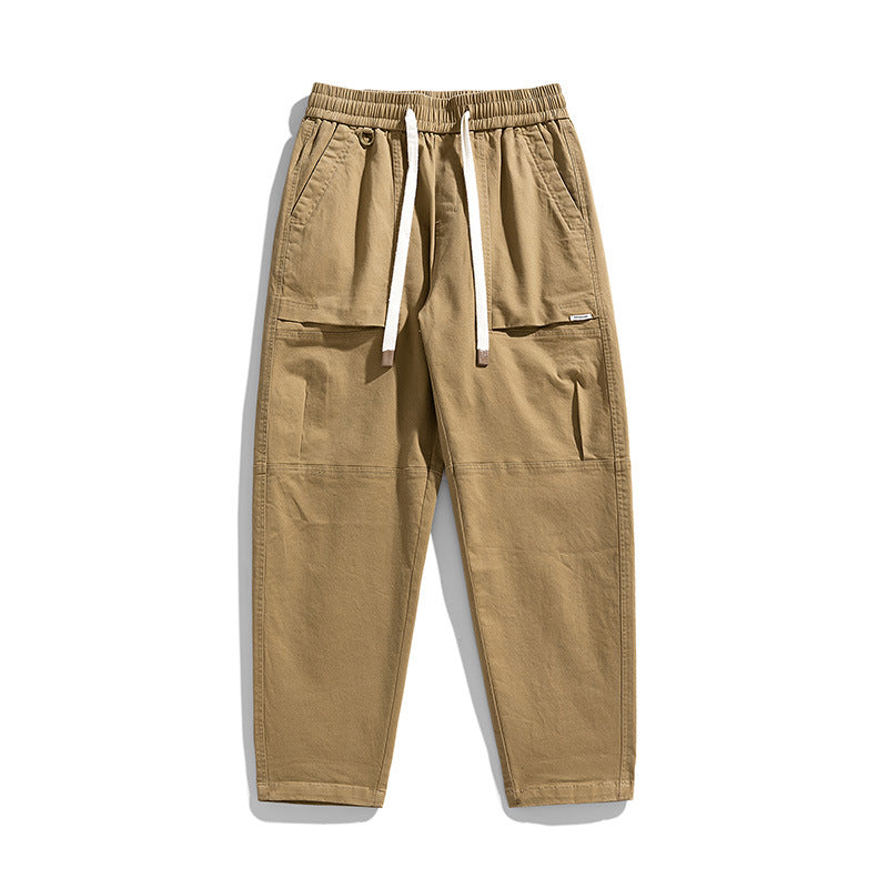 Herren Baggy-Utility-Cargohose im Tapered-Schnitt mit elastischem Tunnelzugbund, aufgesetzten Fronttaschen und Knieabnähern Mune Fashion