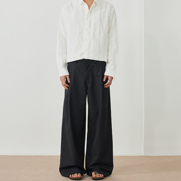 Men's Elegant Palazzo Pants made of flowing twill with extra wide leg Mune Fashion