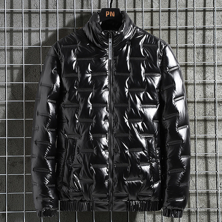 Men's metallic quilted thermally insulated down jacket with high stand-up collar Mune Fashion