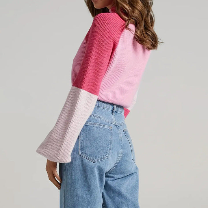 Mune | Pullover Sweatshirt Plus Size Fit Ribbed Knit Mock Neck Bell Sleeves