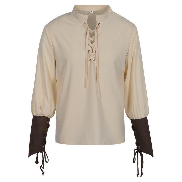 Unisex nano medieval tunic with front lacing and removable leather arm guards Mune Fashion
