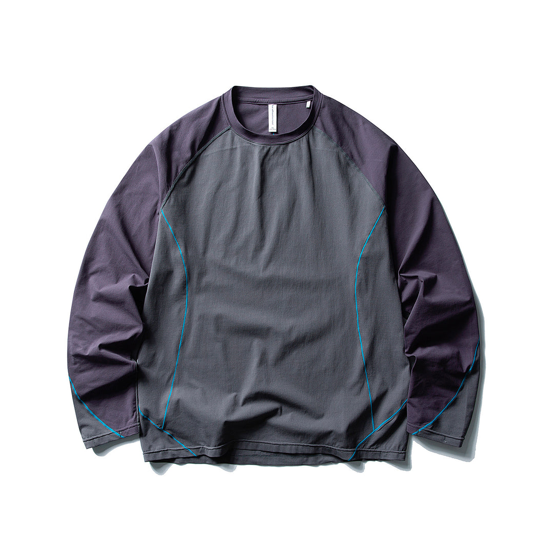 Women's Oversized Long Sleeve Shirt with Raglan Sleeves and Distinctive Contrast Stitching Mune Fashion
