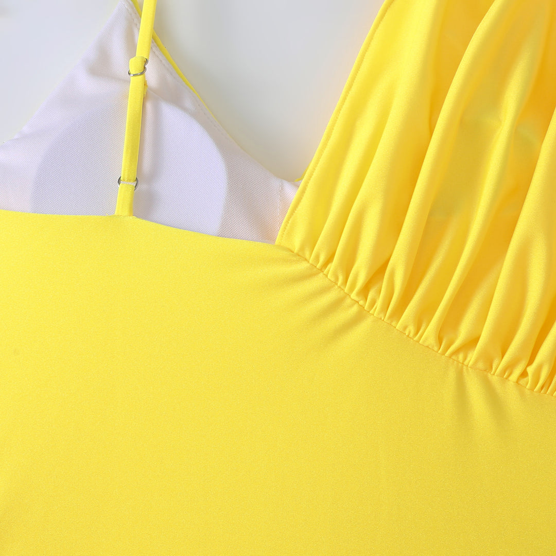 Women's one-piece swimsuit with asymmetrical design and elegant ruffles Mune Fashion