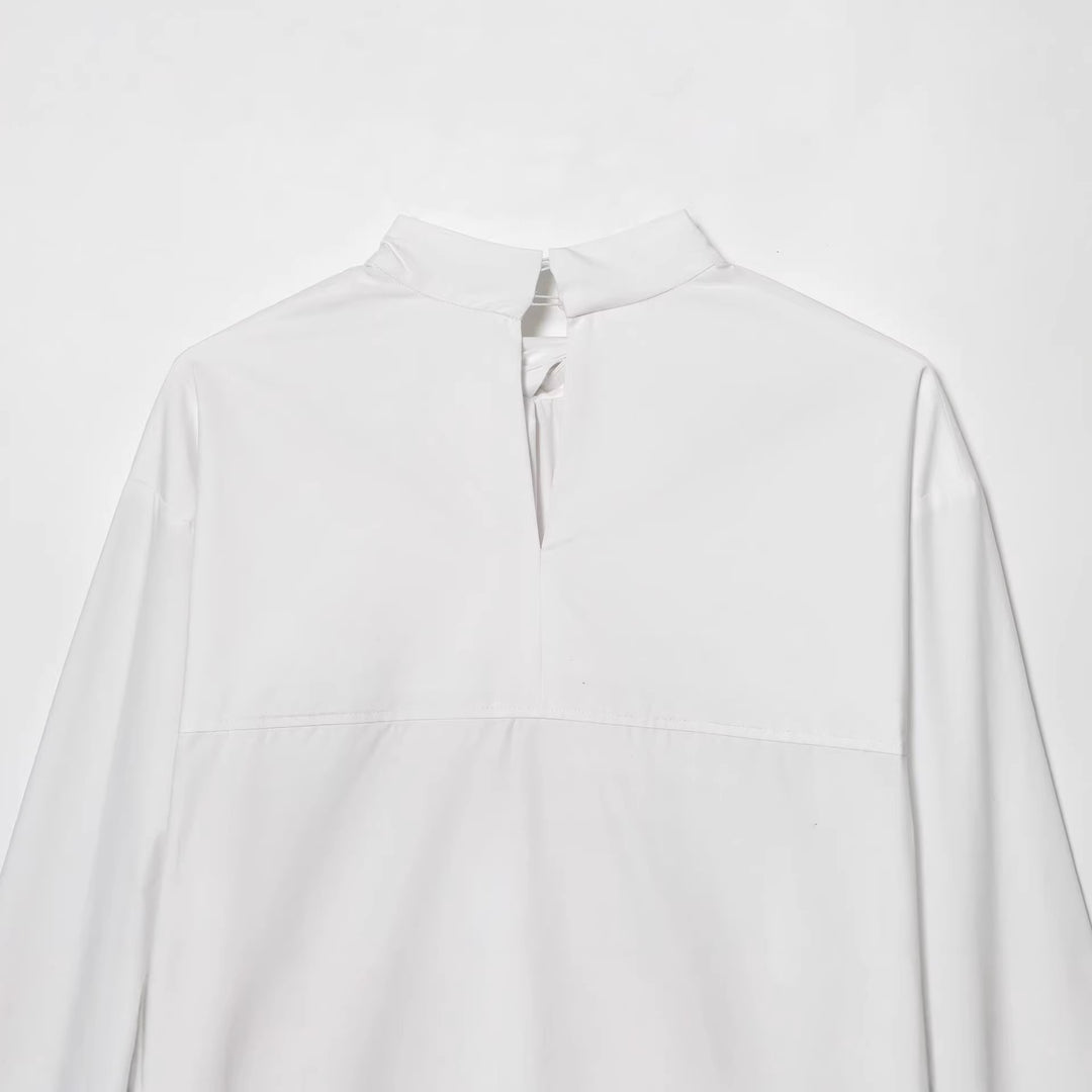 Women's tie-neck blouse with wide oversized cut and asymmetric tie scarf Mune Fashion