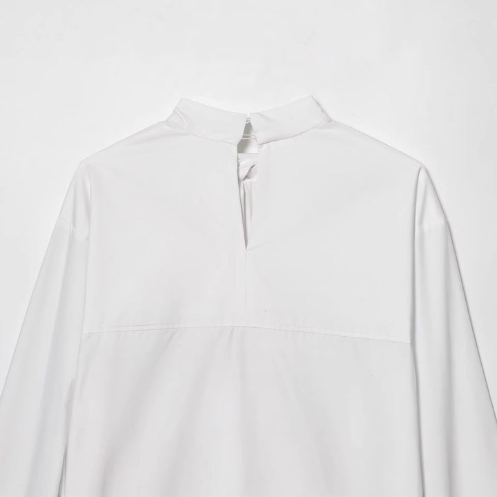 Women's tie-neck blouse with wide oversized cut and asymmetric tie scarf Mune Fashion