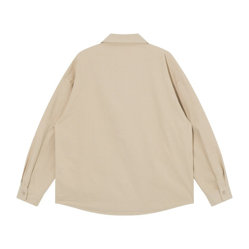 Men's Oversized Shirt Jacket in Workwear Style with Decorative Stitching and Metal Rivets Mune Fashion