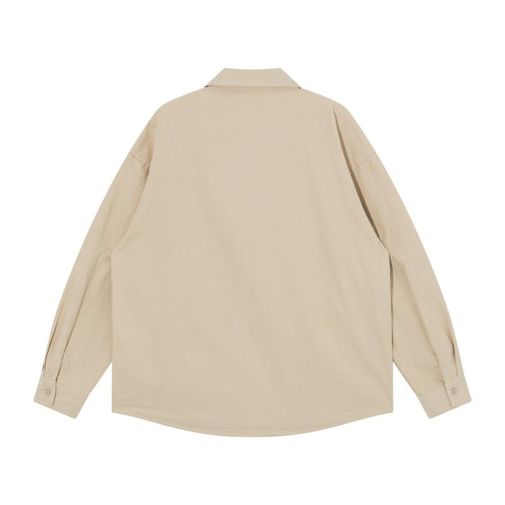 Men's Oversized Shirt Jacket in Workwear Style with Decorative Stitching and Metal Rivets Mune Fashion