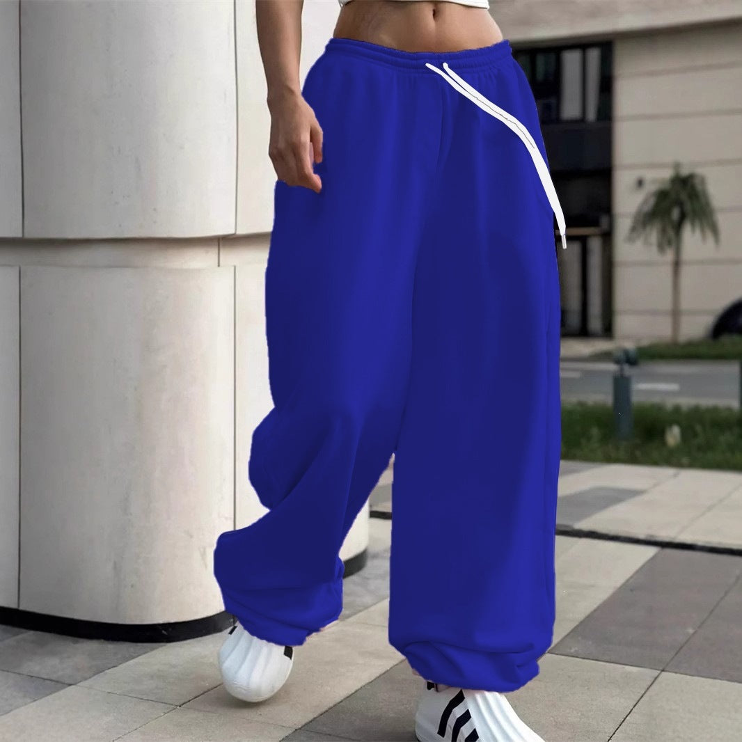 Women's wide Baggy joggers with a high comfort waistband, drawstring and elastic ankle cuffs Mune Fashion