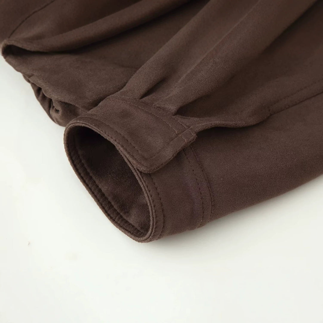 Women's Short Boxy Jacket with Funnel Collar and Concealed Front Mune Fashion