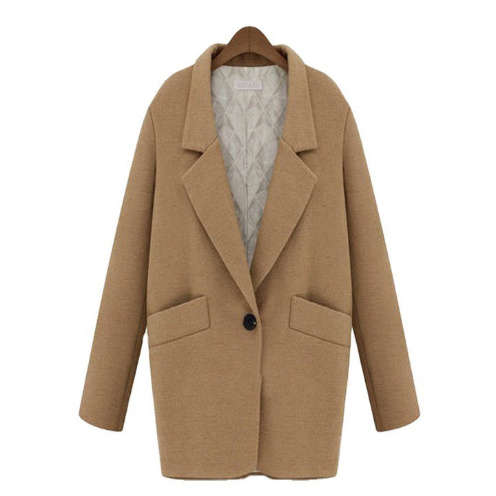 Women Oversized Wool Blend Short Coat with Quilted Lining and Flap Pockets Mune Fashion