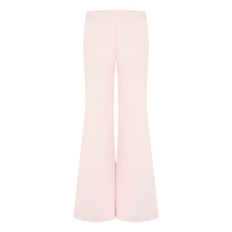 Women Flared Lounge Pants with High Comfort Waistband, Drawstring and Rhinestone Logo Mune Fashion