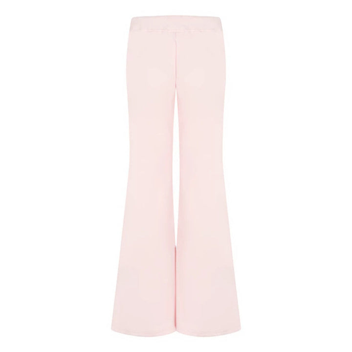 Women Flared Lounge Pants with High Comfort Waistband, Drawstring and Rhinestone Logo Mune Fashion