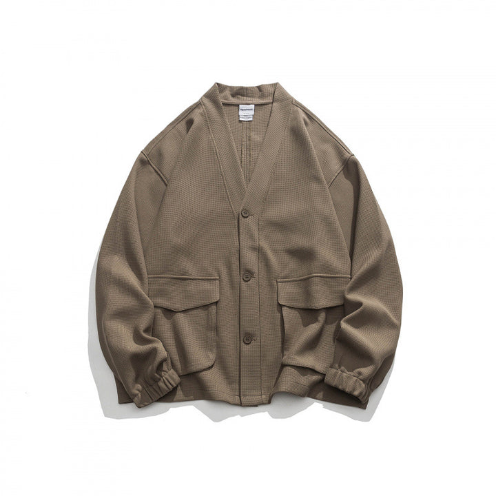 Unisex Oversize cardigan with large flap pockets and waffle texture Mune Fashion