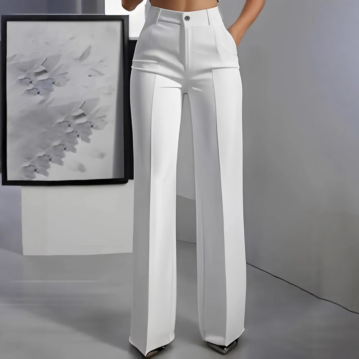 Women's high-waisted pleated trousers with wide leg and crease detail