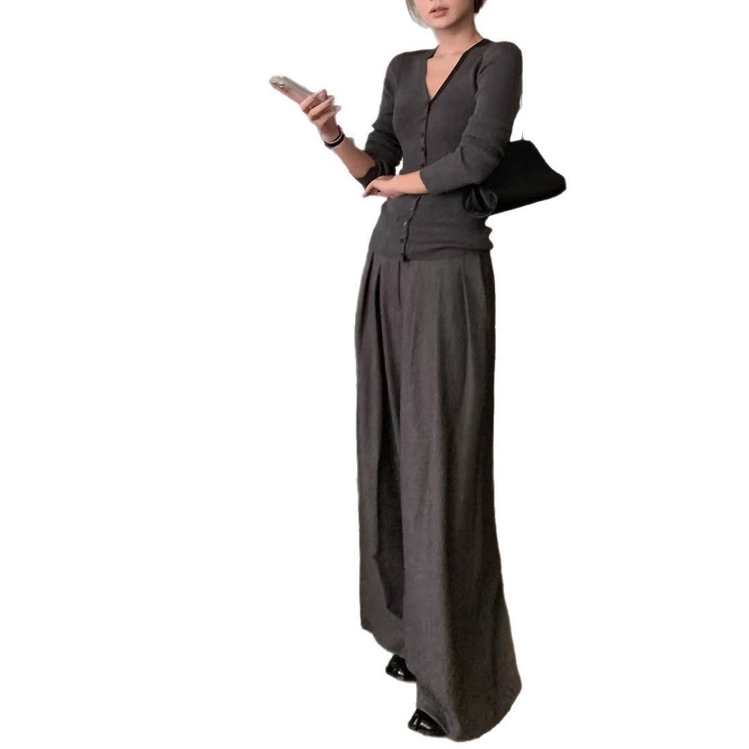 Ladies Elegant Wide High-Waist Trousers Mune Fashion