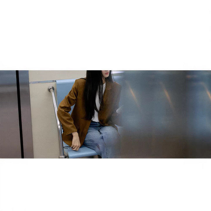 Women Fashionable Wool Blazer with Deep V-Neck Mune Fashion