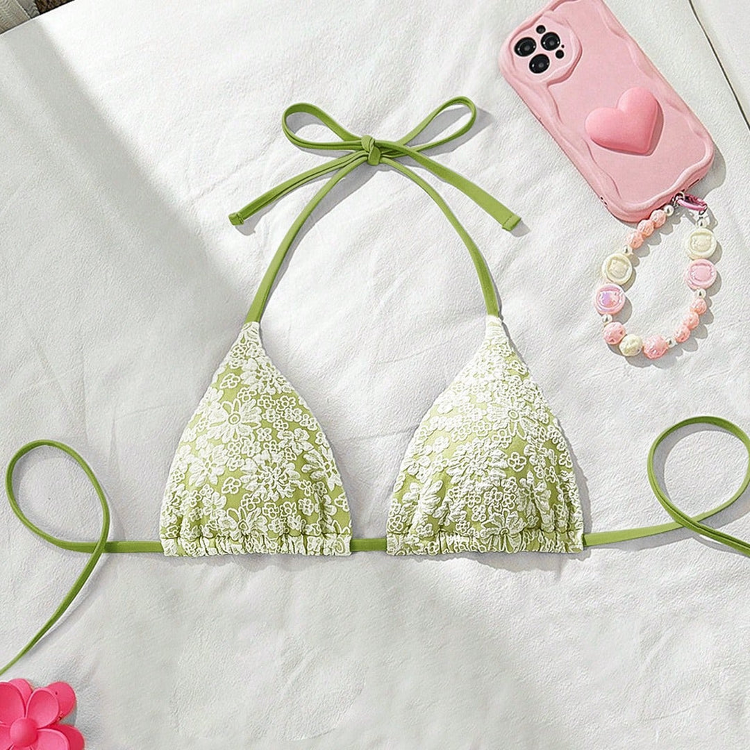 Women Flower-Decorated Triangle Bikini Mune Fashion
