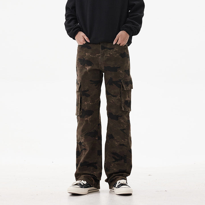 Unisex Cargo pants in wide Marlene cut with camouflage print and large flap pockets Mune Fashion