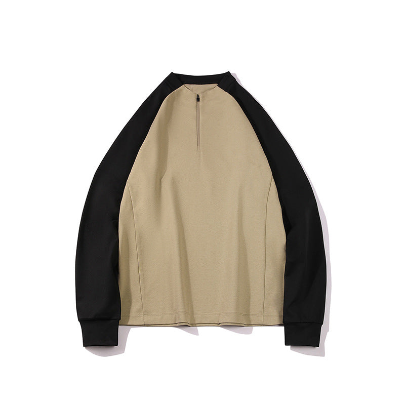 Herren Halbzip-Sweatshirt mit Raglanärmeln, Stehkragen und Kontrastärmeln Mune Fashion