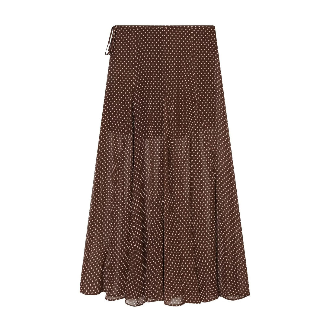 Women's wrap midi skirt made of flowing viscose look with polka dot print Mune Fashion