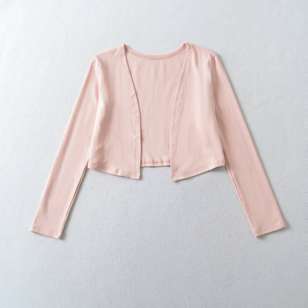 Ladies Two-Piece Fine Knit Top Set with Mesh Insert and Open Cardigan Mune Fashion