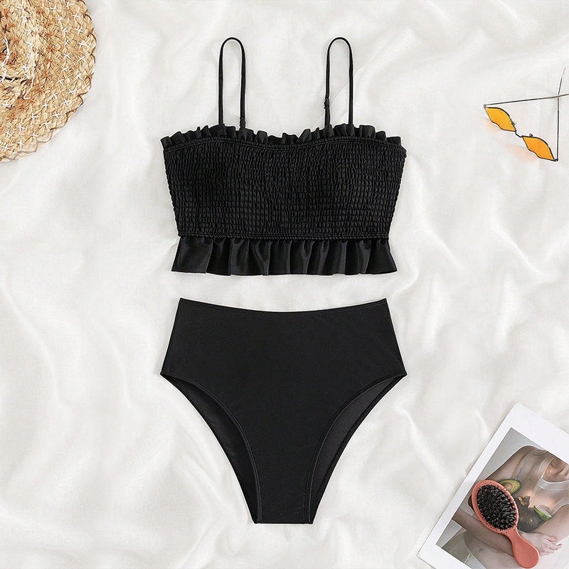 Women Bikini Set with gathered top and high-cut bottom Mune Fashion