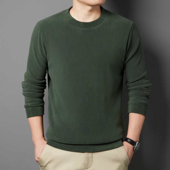 Men's fine round neck sweater made of cotton blend with ribbed cuffs and slim fit Mune Fashion