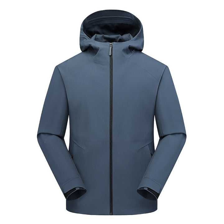 Men's water-repellent softshell outdoor jacket with hood, welded seams & minimalist zipper Mune Fashion