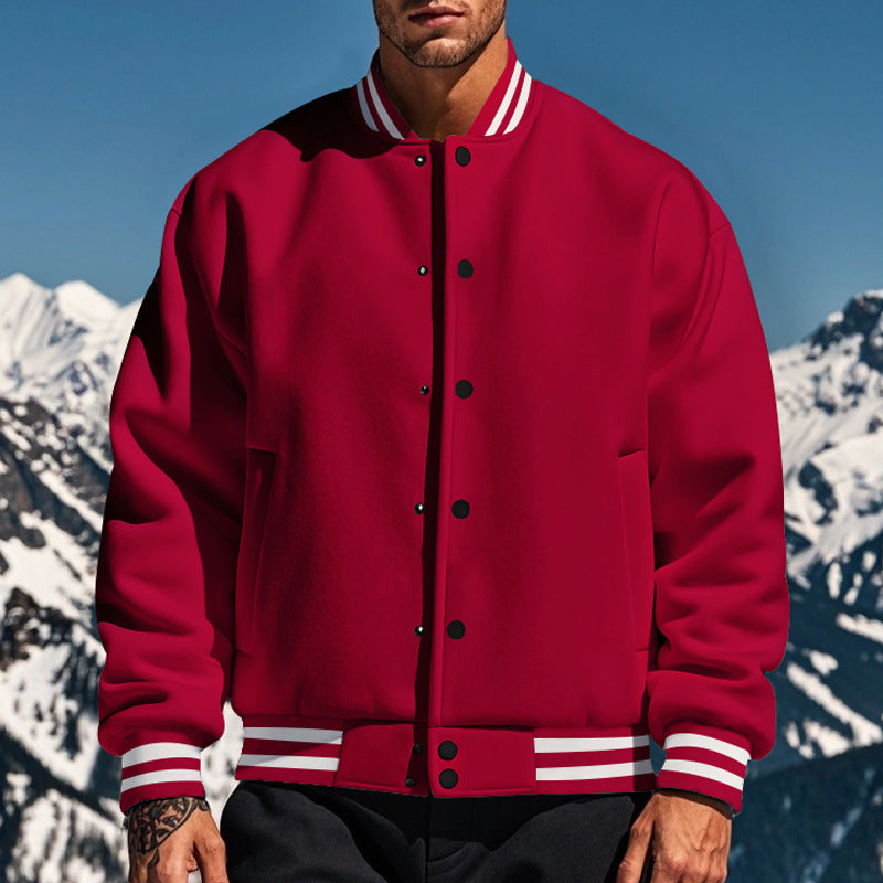 Men's stylish college varsity jacket with ribbed collar, elastic cuffs, and warming thermal padding Mune Fashion