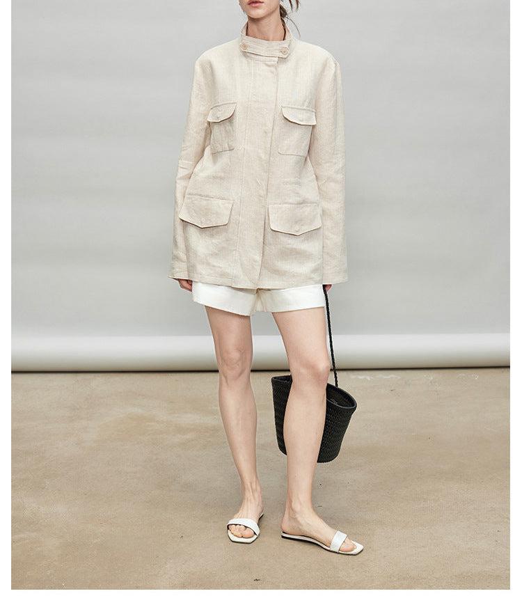 Women Light and Airy Linen Jacket Mune Fashion