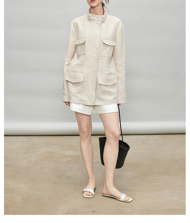 Women Light and Airy Linen Jacket Mune Fashion