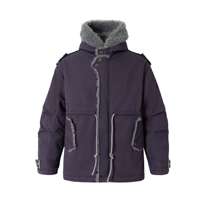 Women's short parka with teddy lining, drawstring and buckle sleeves Mune Fashion