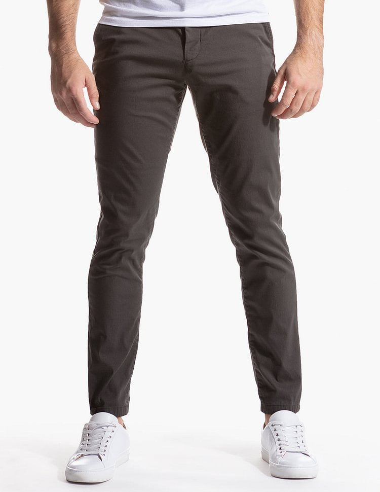 Men's Slim Fit Stretch Chino Pants with Tapered Leg and Elastic Hem Mune Fashion